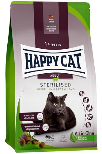 Happy Cat 70586 - Sterilised Adult Weide Lamm - Trockenfutter für sterilisierte Katzen und Kater - 10 kg Inhalt von Happy Cat