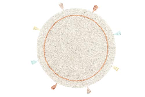 Happy Decor Kids - Waschbarer Teppich für das Kinderzimmer. Kollektion Colored Sun mit mehrfarbigen Details. Handgefertigt aus 100% natürlicher und recycelter Baumwolle. Durchmesser: 150 cm. von Happy Decor Kids