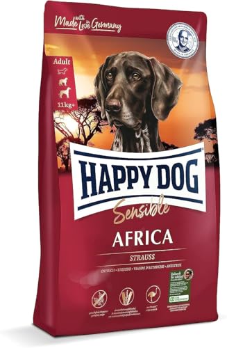 Happy Dog 03545 - Sensible Africa Strauß - Hunde-Trockenfutter für ausgewachsene Hunde - 1 kg Inhalt von Happy Dog
