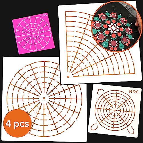 Happy Dotting Company Mandala-Schablonen, 4-teiliges Set, inkl. super flexibler Vorlage, Schablonen für Mandala-Kunst und Punktmalerei auf Tassen, Flaschen, Gläsern, kleinen und extra großen Happy Dotting Company Mandala-Schablonen, 4-teiliges Set, inkl. super flexibler Vorlage, Schablonen für Mandala-Kunst und Punktmalerei auf Tassen, Flaschen, Gläsern, kleinen und extra großen von Happy Dotting Company