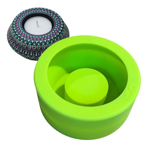Happy Dotting Company Silikonform für Teelichthalter – eckige Form – Teelichtformen für Zement- oder Gipsguss – Punktierende Mandala-Kunst, DIY & kreative Projekte von Happy Dotting Company