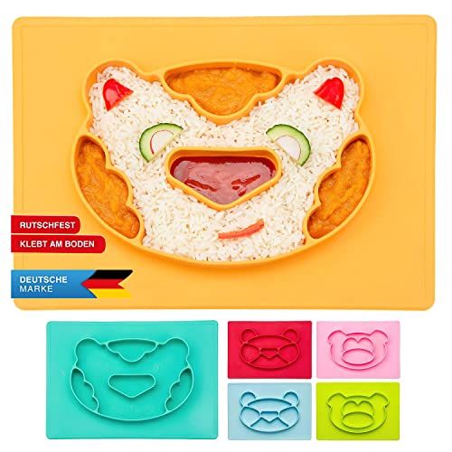 all Kids United® Kinder Essmatte aus Silikon; Essen Lernen leichtgemacht; Tisch-Set Platzteller Anti-rutsch-Fester Babyteller Kinder Teller von all Kids United