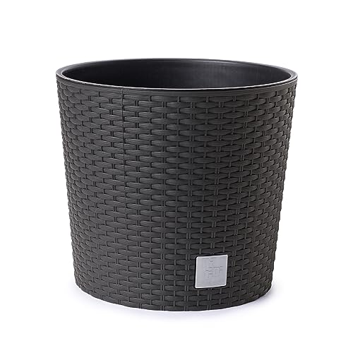 Happy Flower MultiProject Blumentopf Pflanzkübel inkl. Einsatz rund Rattan-Optik 4 Größen 4 Farben Übertöpfe (300, Braun) von HappyFlower