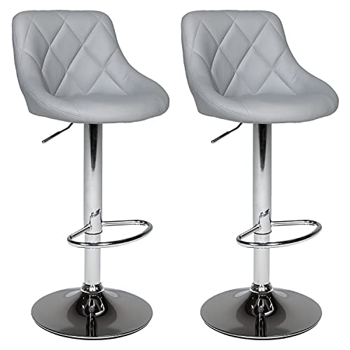 Happy Garden 2er Set Barhocker grau Jasper. Küchenstuhl in modernem Design mit höhenverstellbarem Sitz, 360° drehbar und Fußstütze. Hocker mit Grauer Rückenlehne. von Happy Garden