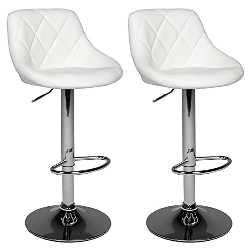 Happy Garden 2er Set Barhocker weiß Jasper. Küchenstuhl in modernem Design mit höhenverstellbarem Sitz, 360° drehbar und Fußstütze. Hocker mit weißer Rückenlehne. Happy Garden 2er Set Barhocker weiß Jasper. Küchenstuhl in modernem Design mit höhenverstellbarem Sitz, 360° drehbar und Fußstütze. Hocker mit weißer Rückenlehne. von Happy Garden