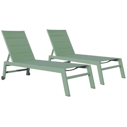 Happy Garden 2er Set Sonnenliegen Barbados aus Textilene und Aluminium in Salbeigrün. Outdoor-Liege mit Mehreren Positionen. Happy Garden 2er Set Sonnenliegen Barbados aus Textilene und Aluminium in Salbeigrün. Outdoor-Liege mit Mehreren Positionen. von Happy Garden