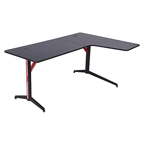 Happy Garden Gamer-Eckschreibtisch NINA. Eckschreibtisch für Gaming-PC schwarz. Gaming Computertisch mit schwarzen Metallbeinen. von Happy Garden