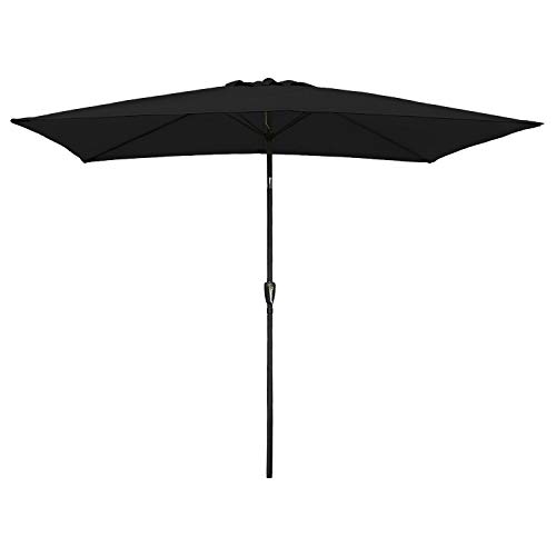 Happy Garden Gerader Sonnenschirm HAPUNA rechteckig 2x3m schwarz mit Kurbel. Gerader Sonnenschirm neigbar. von Happy Garden