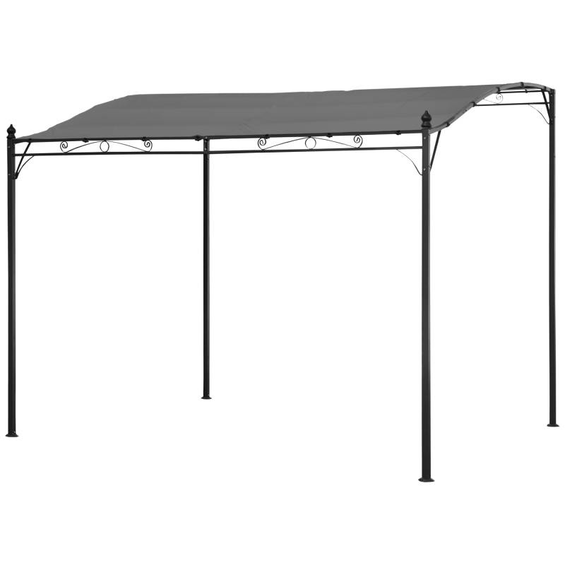 Pergola a parete 3 × 2,5 m in acciaio antracite con tessuto grigio von Happy Garden