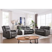 Polstergarnitur 3tlg. mit 5 Relaxfunktionen - Grau von Happy Home