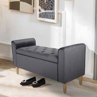Aufbewahrungsbank aus Samt, ca. 43 x 114 x 59 cm - Dunkelgrau von Happy Home