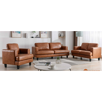 3tlg. Sofa-Set aus Lederoptik und stabilem Gestell - Dunkelgrau von Happy Home