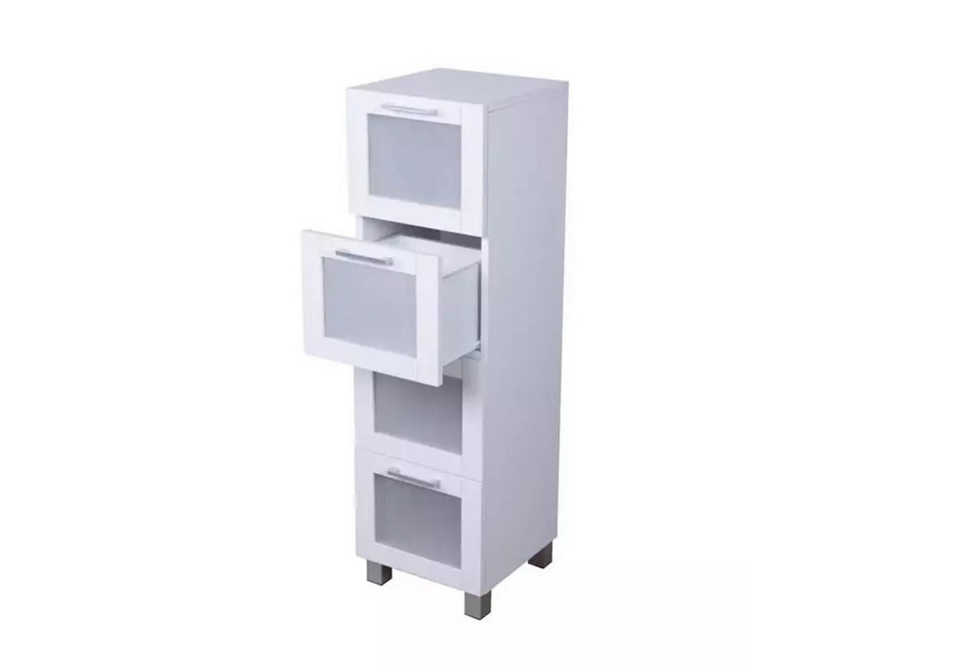 Happy Home Beistellschrank Weißer Badschrank 4 Schubladen, schmal & platzsparend mit Kippschutz Happy Home Beistellschrank Weißer Badschrank 4 Schubladen, schmal & platzsparend mit Kippschutz von Happy Home
