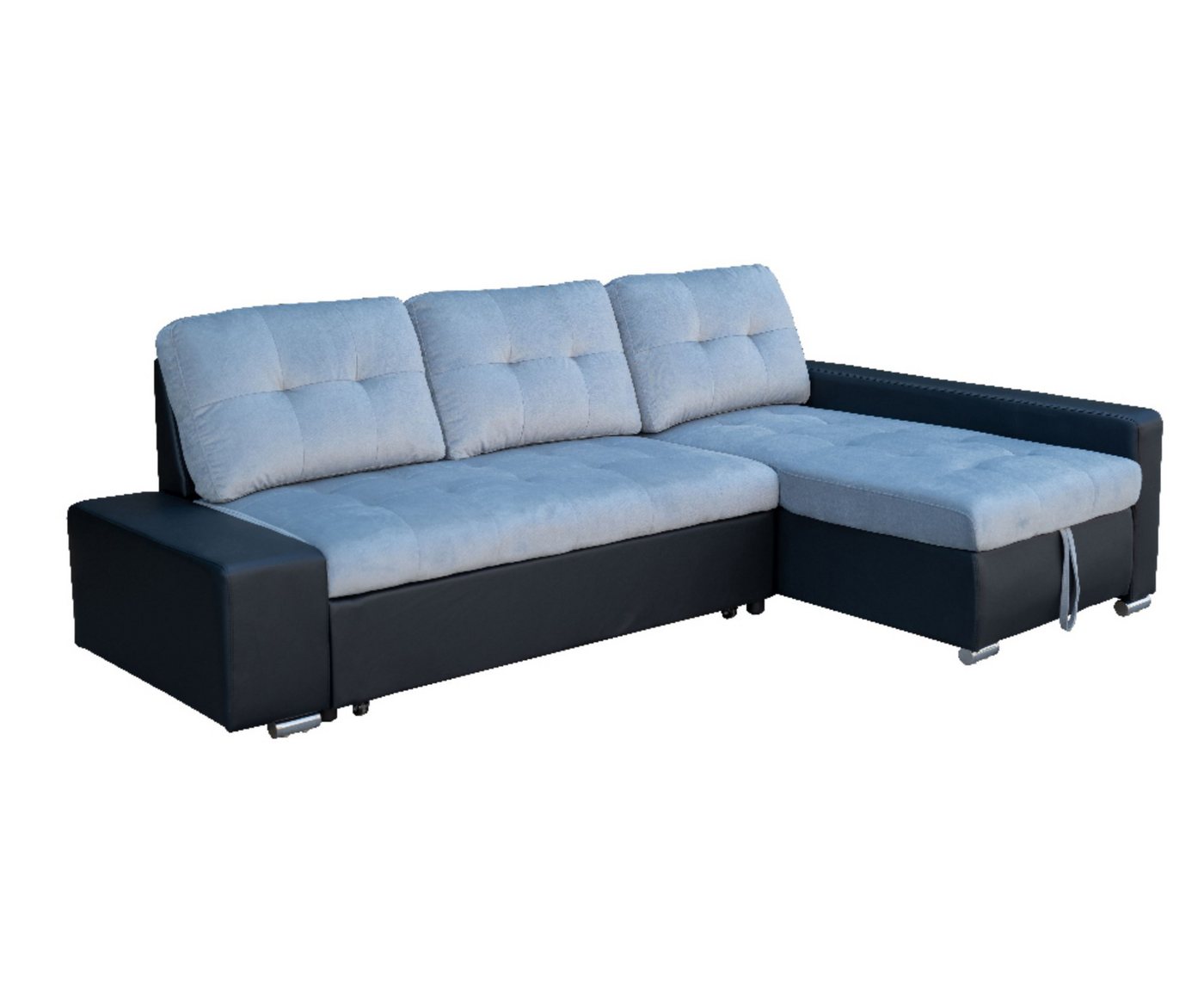 Happy Home Ecksofa Ecksofa Sofabett mit Stauraum und Bettfunktion schwarz Lederoptik von Happy Home