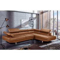 Happy Home Ecksofa mit verstellbaren Kopf- und Arm-Funktionen HSP108-BRN braun Lederoptik von Happy Home