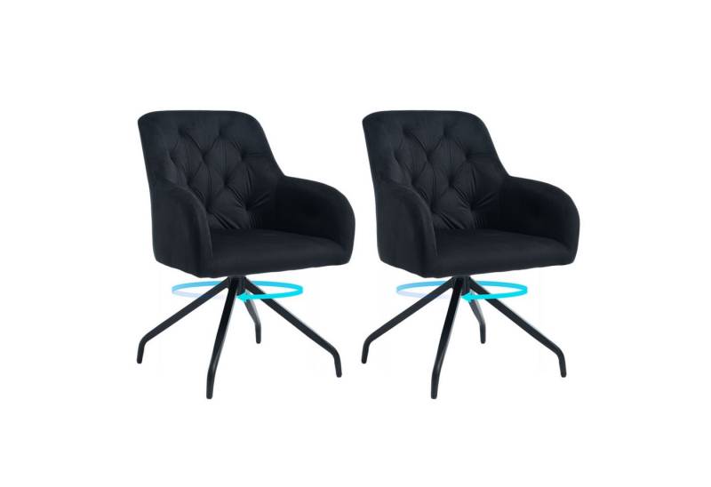 Happy Home Esszimmerstuhl 360° drehbarer Samt-Esszimmerstuhl, X-Gestell - Set mit 2 Stühlen von Happy Home