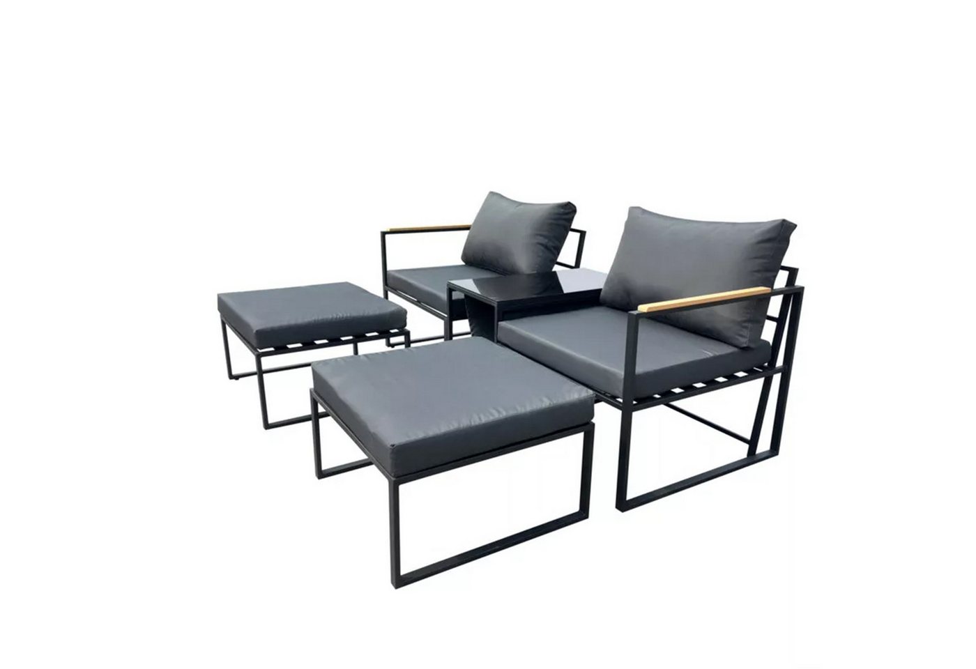 Happy Home Gartensofa 5 tlg. Balkonset Gartenstuhl mit Hocker, Akazienholz-Armlehne Happy Home Gartensofa 5 tlg. Balkonset Gartenstuhl mit Hocker, Akazienholz-Armlehne von Happy Home