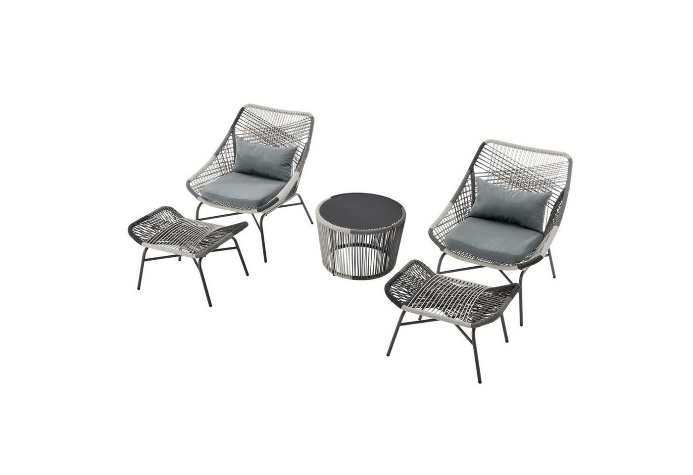 Happy Home Gartensofa 5-tlg. Garten-Set in Schwarz-Weiß - Rattan mit Sitzkissen, wetterfest Happy Home Gartensofa 5-tlg. Garten-Set in Schwarz-Weiß - Rattan mit Sitzkissen, wetterfest von Happy Home
