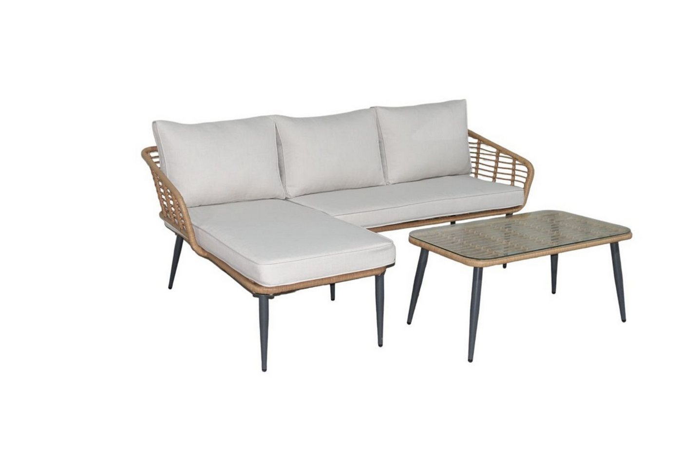 Happy Home Gartensofa Eck-Loungeset 8tlg. helles Rattan mit Sitzkissen in beige Happy Home Gartensofa Eck-Loungeset 8tlg. helles Rattan mit Sitzkissen in beige von Happy Home