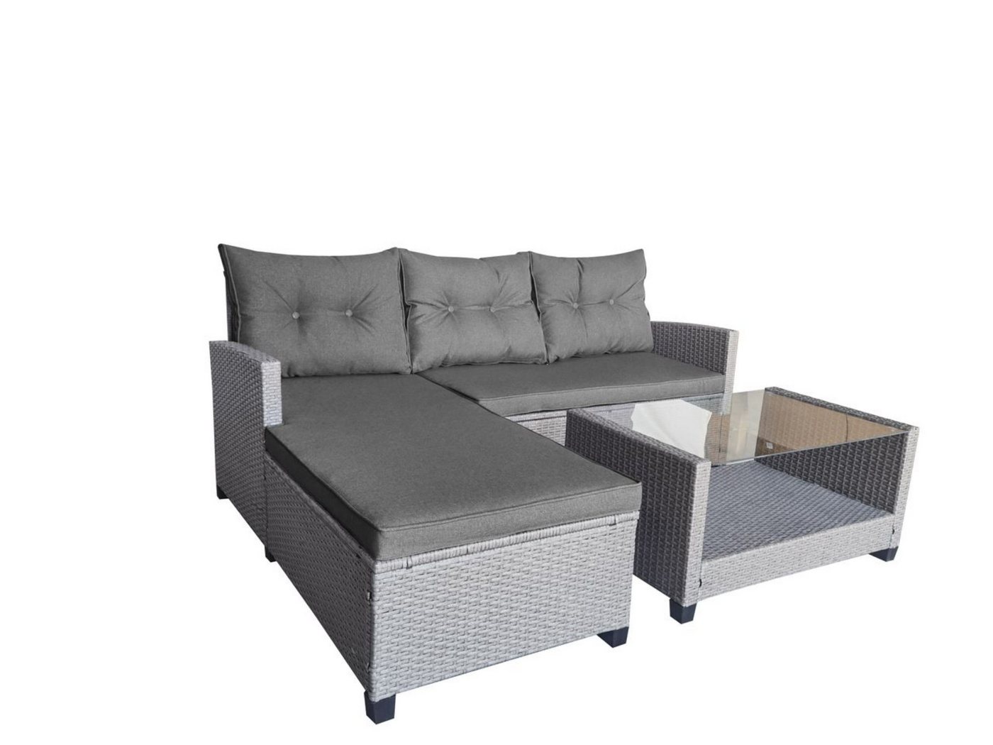 Happy Home Gartensofa Ecklounge-Set 8tlg. graues Rattan mit Sitzkissen in grau Happy Home Gartensofa Ecklounge-Set 8tlg. graues Rattan mit Sitzkissen in grau von Happy Home
