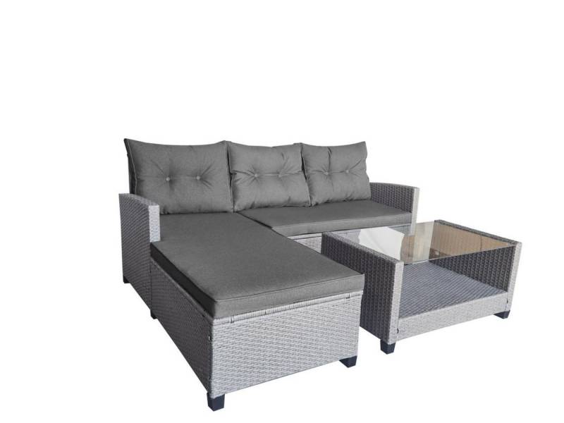 Happy Home Gartensofa Ecklounge-Set 8tlg. graues Rattan mit Sitzkissen in grau von Happy Home