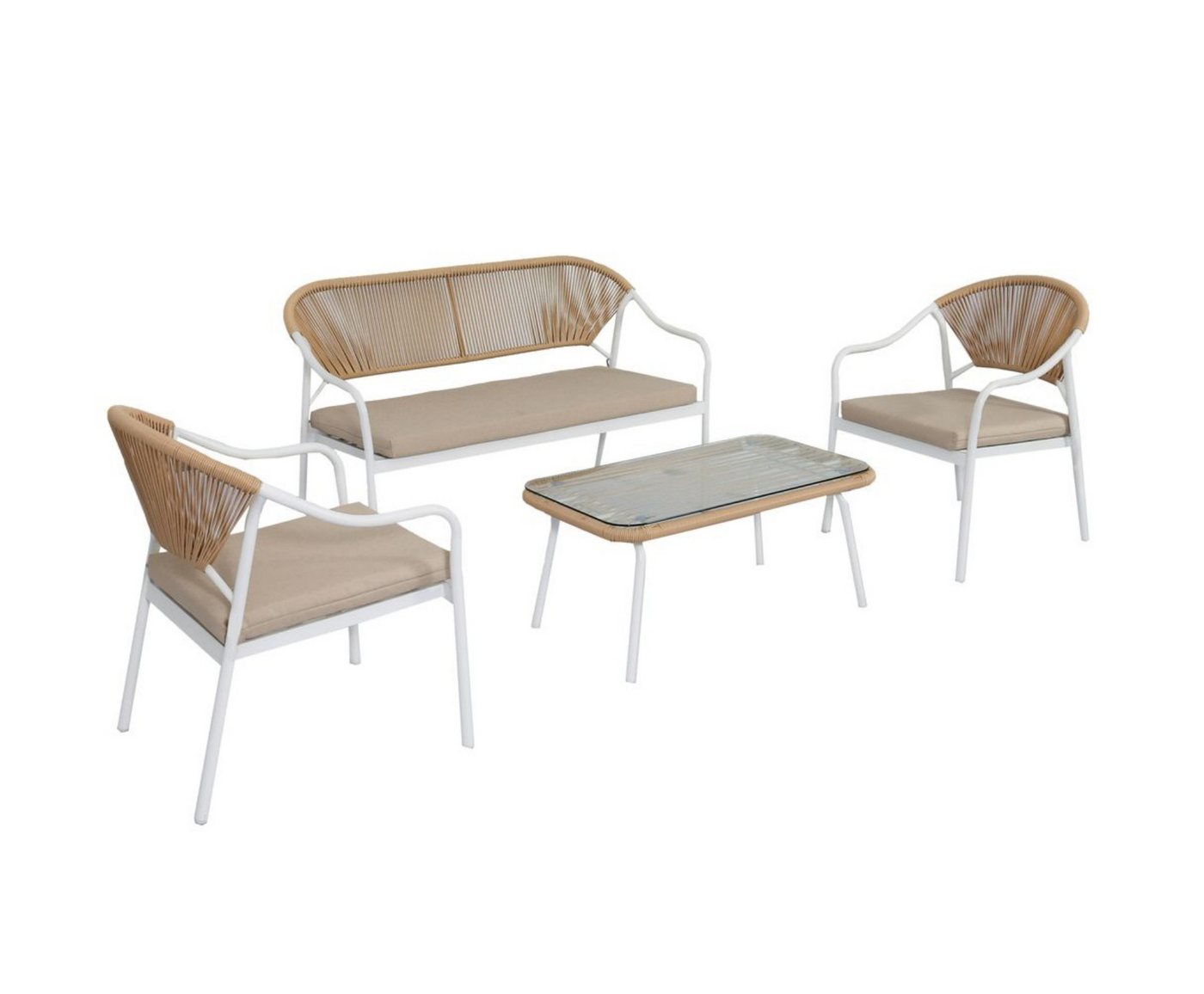 Happy Home Gartenstuhl 4-tlg. Lounge Set, helles Rattan mit Sitzkissen für Terrasse & Garten Happy Home Gartenstuhl 4-tlg. Lounge Set, helles Rattan mit Sitzkissen für Terrasse & Garten von Happy Home