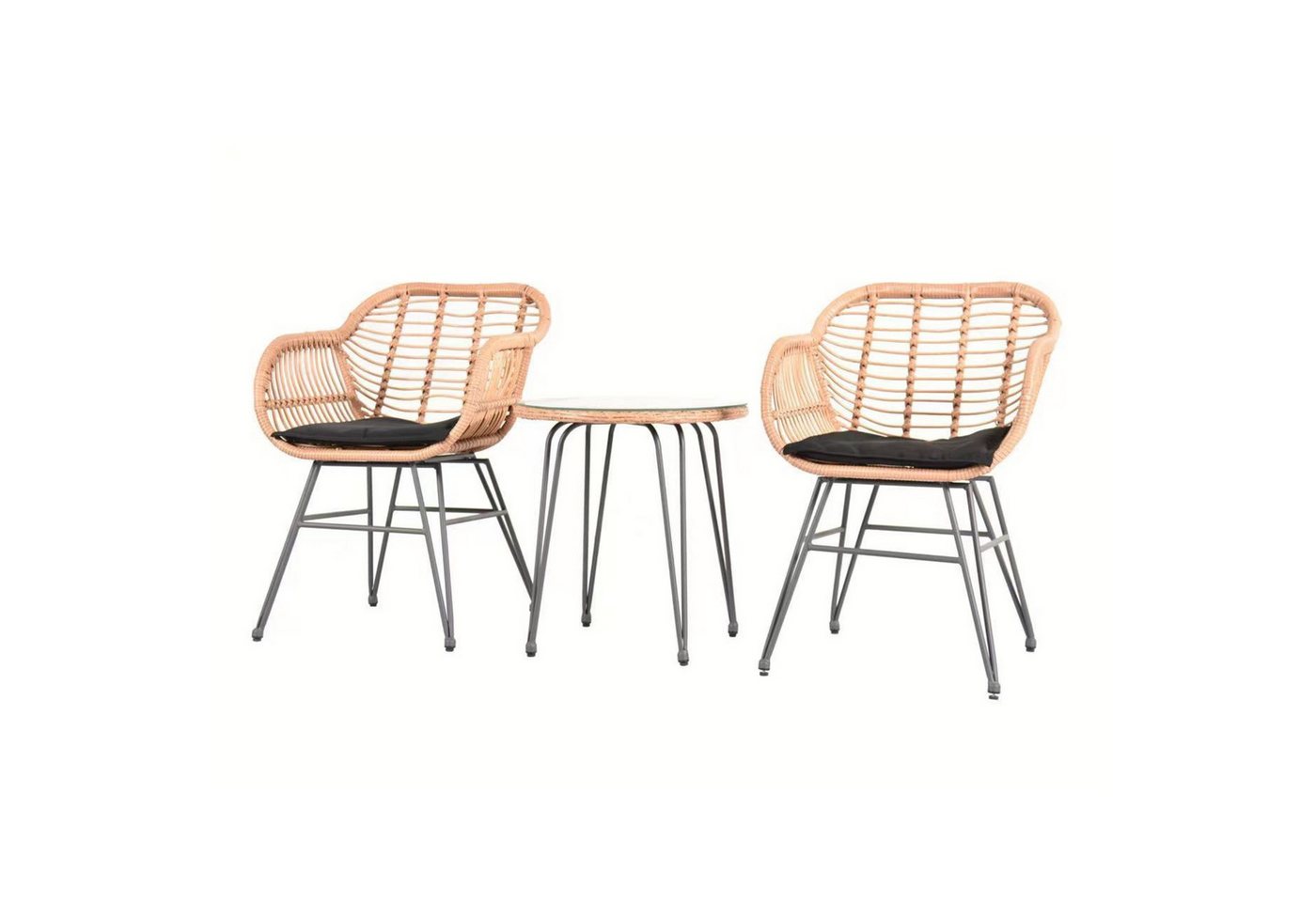 Happy Home Gartenstuhl Casual-Set 3 tlg. Balkonset Sitzgruppe helles Rattan von Happy Home