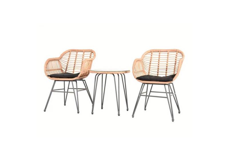 Happy Home Gartenstuhl Casual-Set 3 tlg. Balkonset Sitzgruppe helles Rattan von Happy Home
