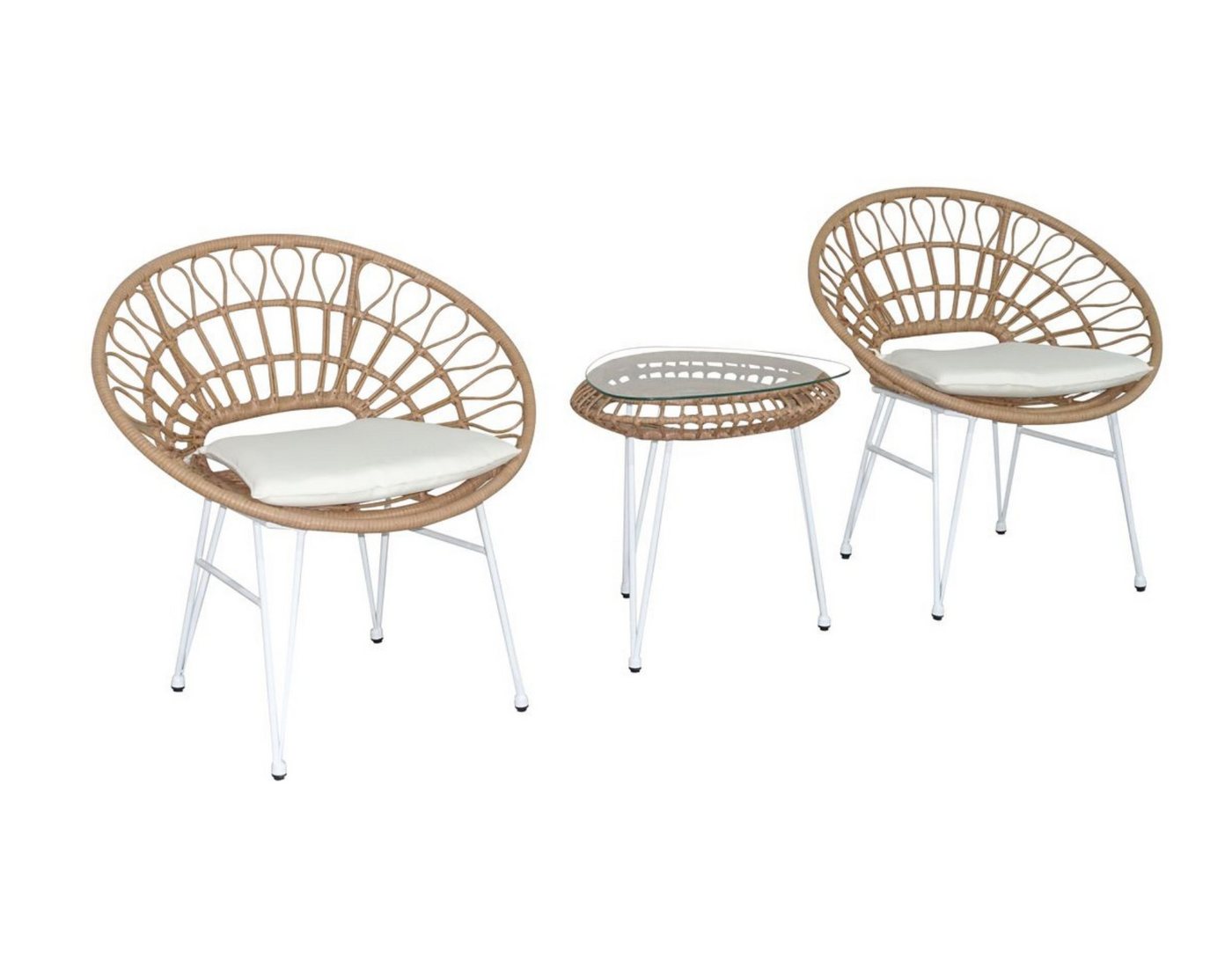 Happy Home Gartenstuhl Casual Set 5-tlg. helles Rattan mit Sitzkissen Gartensofa für Terrasse Happy Home Gartenstuhl Casual Set 5-tlg. helles Rattan mit Sitzkissen Gartensofa für Terrasse von Happy Home