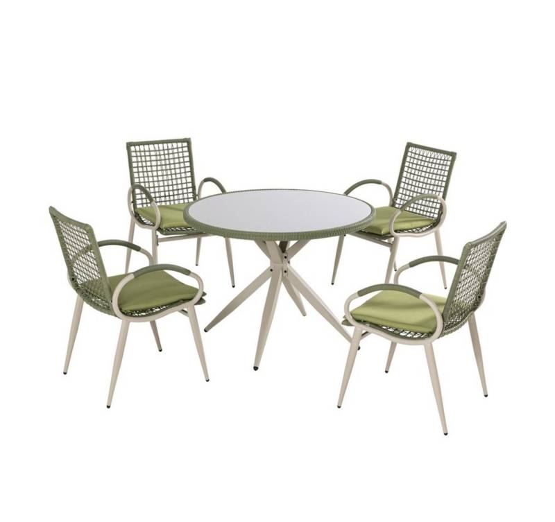 Happy Home Gartenstuhl Gartenmöbel Sitzgruppe Dining-Set 9tlg. aus Rattan mit Sitzkissen von Happy Home