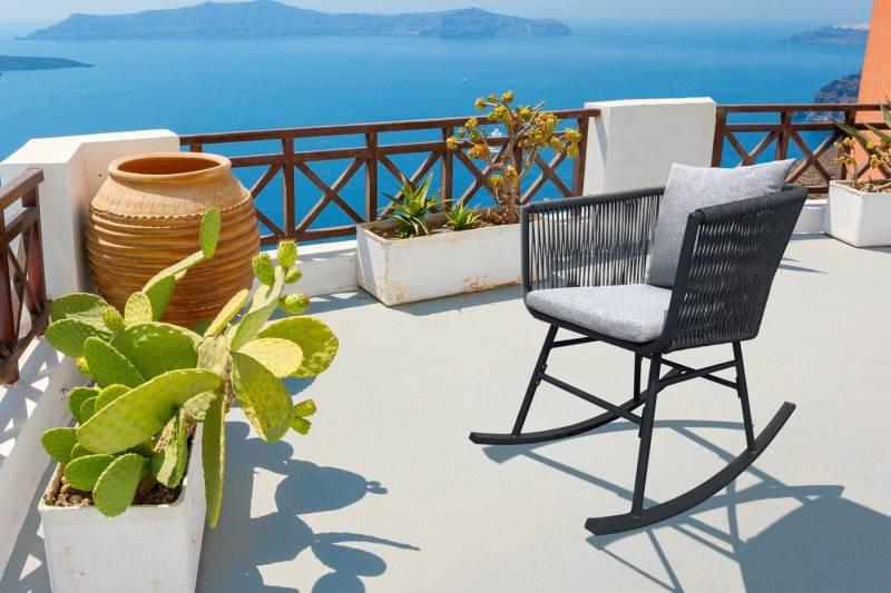 Happy Home Rattanstuhl Outdoor-Schaukelstuhl Garten Balkon Geflechtstuhl von Happy Home