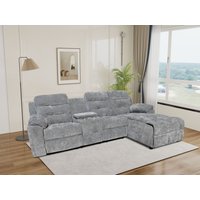 Relax-Ecksofa mit Multifunktionstisch, ca. 285 x 158 x 101 cm - Grau von Happy Home