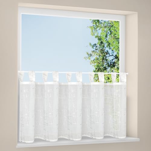Happy Home Scheibengardine Henry mit abstrakten Mustern in Silber B/H 145/50 cm halbtransparent von Happy Home