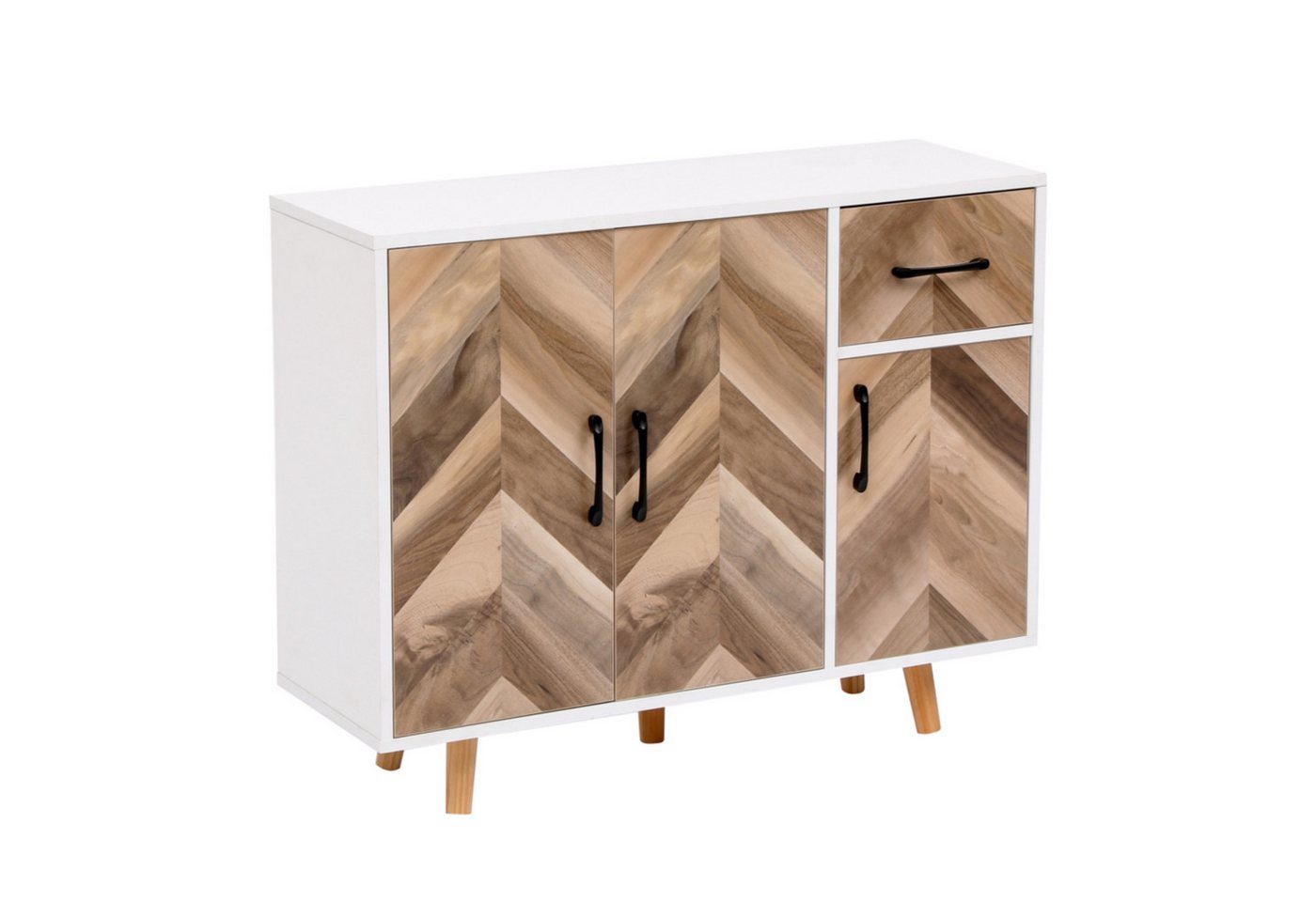 Happy Home Sideboard Sideboard Kommode Dreitüriger Stauraumschrank mit 1 Schublade Holz Happy Home Sideboard Sideboard Kommode Dreitüriger Stauraumschrank mit 1 Schublade Holz von Happy Home