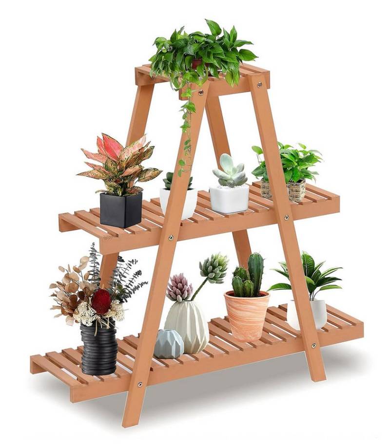 Happy Home Spalier Pflanzenregal Holz, 3-stufiges Blumenregal für Indoor und Outdoor von Happy Home