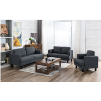 Sofa-Set mit hochwertigem Polster und stabilem Gestell, ca. 194 x 78 x 84 cm (3-Sitzer) – Dunkelgrau von Happy Home