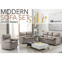 Sofa-Set mit hoher Rückenlehne für maximalen Sitzkomfort, ca. 202 x 82 x 92 cm (3-Sitzer) – Grau von Happy Home