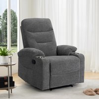 verstellbarer Relaxsessel gepolstert mit 2 Getränkehaltern, ca. 88 x 97 x 103 cm – Dunkelgrau von Happy Home