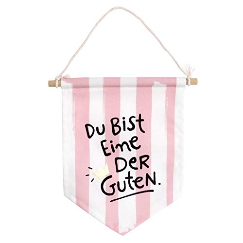 Happy Life H:PPY Life 45987 Aufhängung, mit Spruch Du bist eine der Guten, Baumwolle Wimpel, Rosa, One Size von Sheepworld