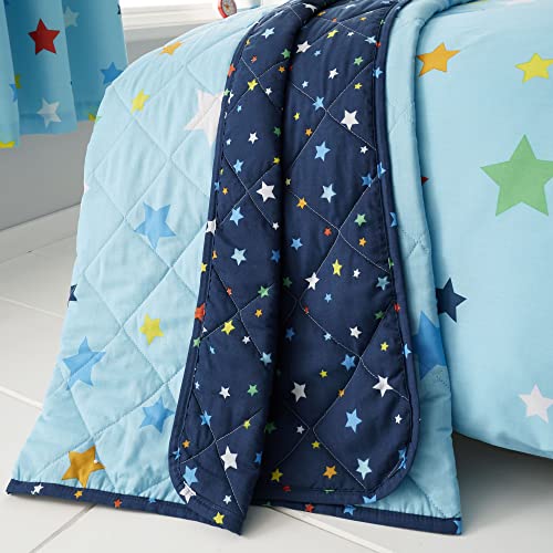 Happy Linen Company Mädchen Jungen Kinder Multi Stars Blau Wendbar Gesteppt Überwurf von Happy Linen Company