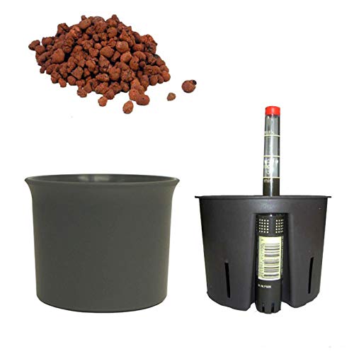 happy-nature Set4 Hydro Blumentopf Atlas 13/12 anthrazit Ø 15.5 cm H 13.0 cm + Blähton + Wasseranzeiger + Kulturtopf Ø 15.5 cm H 13.0 cm von happy nature