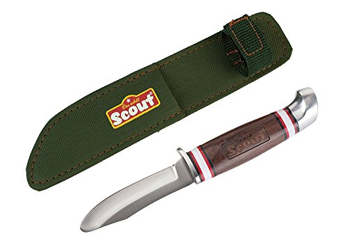 Happy People 19337 - SCOUT robustes Schnitzmesser für Kinder mit Tasche, ideales Outdoor Taschenmesser zum schnitzen, Kindermesser mit ergonomischen Griff von Happy People