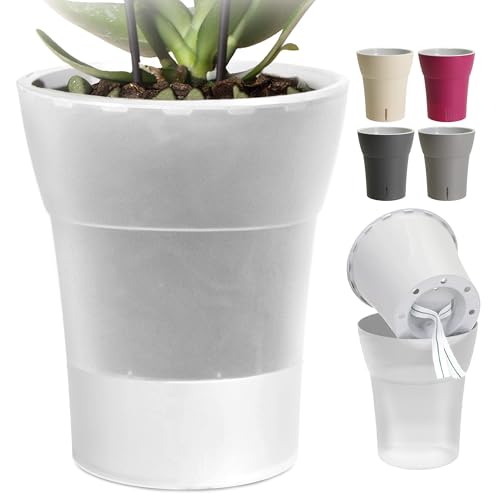 Happy Plants Orchideentopf D 14,7 cm Blumenkübel mit integriertem Wasserstandsanzeiger, selbstbewässernder Blumentopf mit Docht, Selbstbewässerungssystem für Orchideen - Transparent 2 Liter von Happy Plants