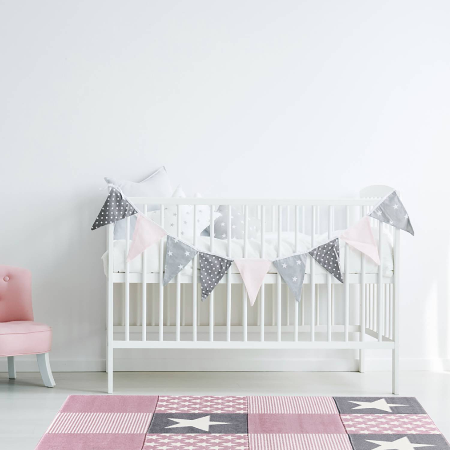 Happy Rugs Kinderteppich Starwalk Grau/Rosa Stern Design Kunstfaser 120x180 cm (BxT) Rechteckig von Happy Rugs