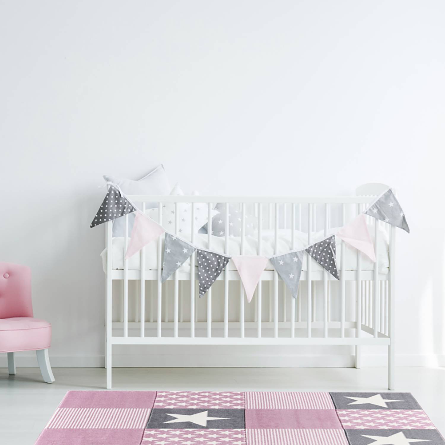 Happy Rugs Kinderteppich Starwalk Grau/Rosa Stern Design Kunstfaser 160x230 cm (BxT) Rechteckig von Happy Rugs