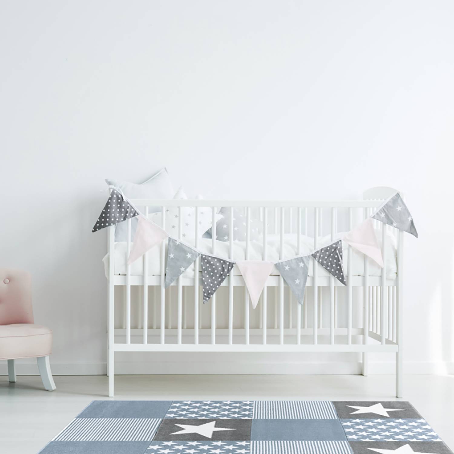 Happy Rugs Kinderteppich Starwalk Grau/Taubenblau Stern Design Kunstfaser 120x180 cm (BxT) Rechteckig von Happy Rugs