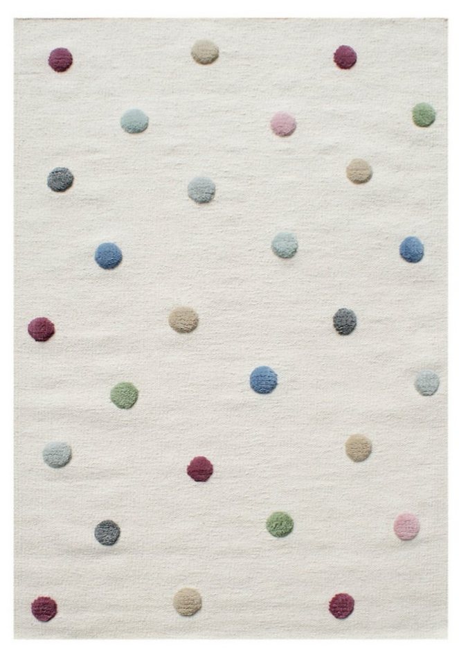 Kinderteppich Colordots, Happy Rugs, rechteckig, Höhe: 15 mm, Wollteppich von Happy Rugs