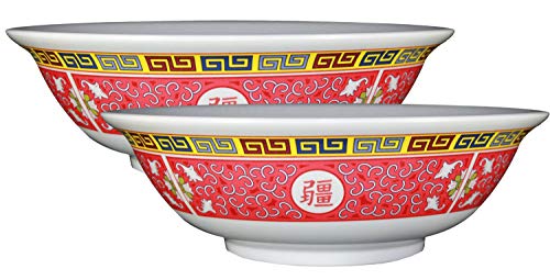 Happy Sales Longevity Design Orientalische Pho Nudel-Suppenschüssel aus Melamin, 2 Stück, 100 ml, mehrfarbig von Happy Sales