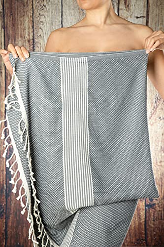Happy Towels Hamamtuch | Badetuch | Saunatuch | Extra Lang & Weich Gewebt | 210 cm x 95 cm | 60% Tencel™ Lyocell und 40% Baumwolle | Fairtrade (Grau und Weiß, 1) Happy Towels Hamamtuch | Badetuch | Saunatuch | Extra Lang & Weich Gewebt | 210 cm x 95 cm | 60% Tencel™ Lyocell und 40% Baumwolle | Fairtrade (Grau und Weiß, 1) von Happy Towels