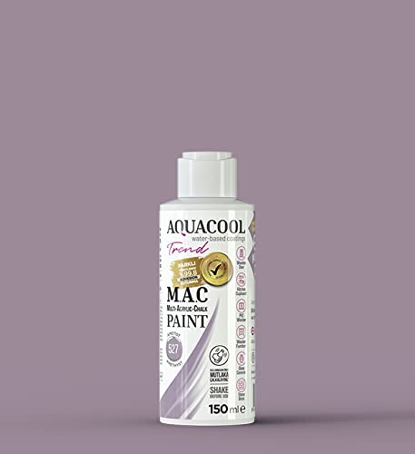 AquaCool Multi Surface Acrylfarbe, Kreide, matt, schnelltrocknende Farbe, für innen und außen auf Möbeln, Holz, Kunststoff, Glas, Keramik, Stein (150 ml, Amethyst 527) von Happy Woody